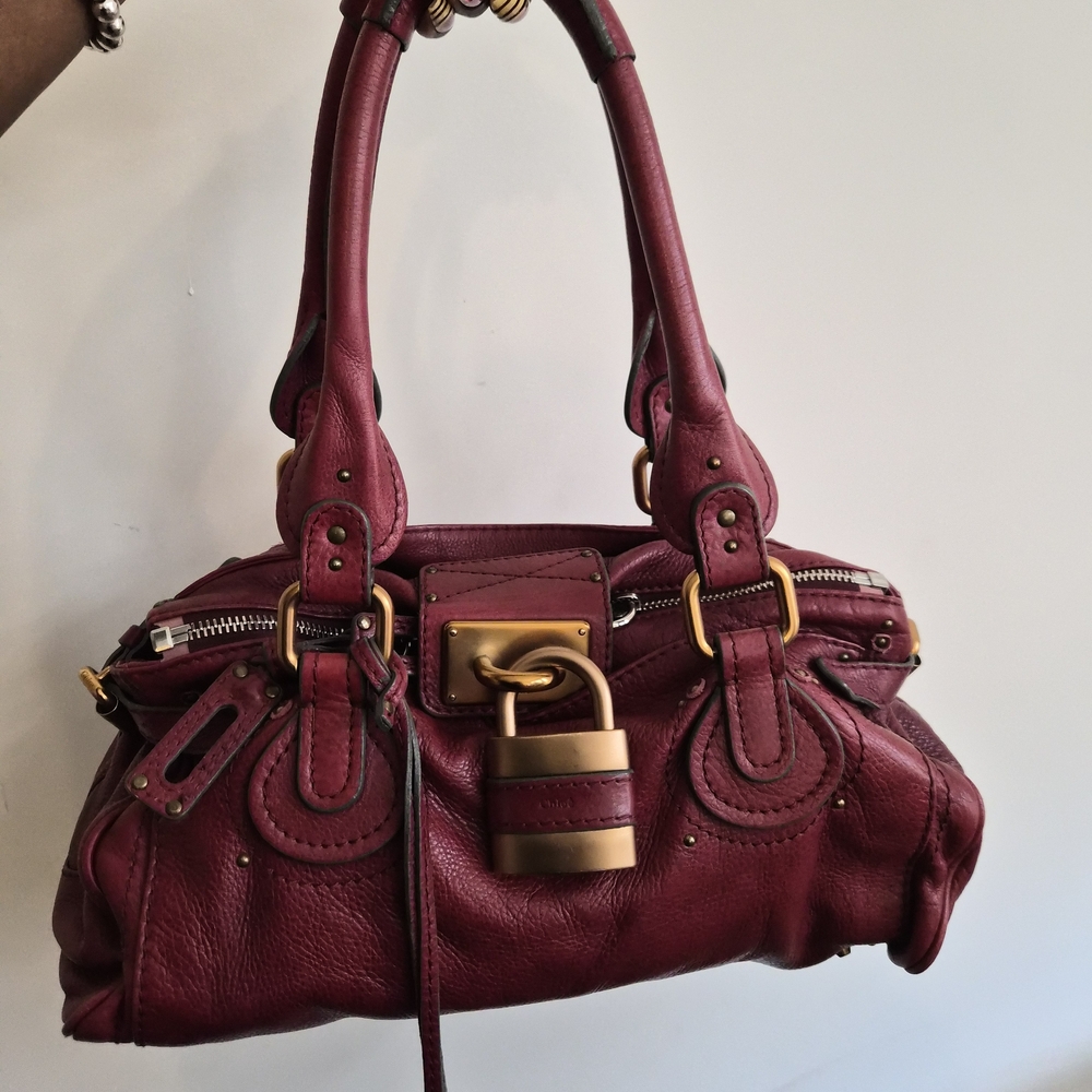 Chloe Burgundy Leather Satchel